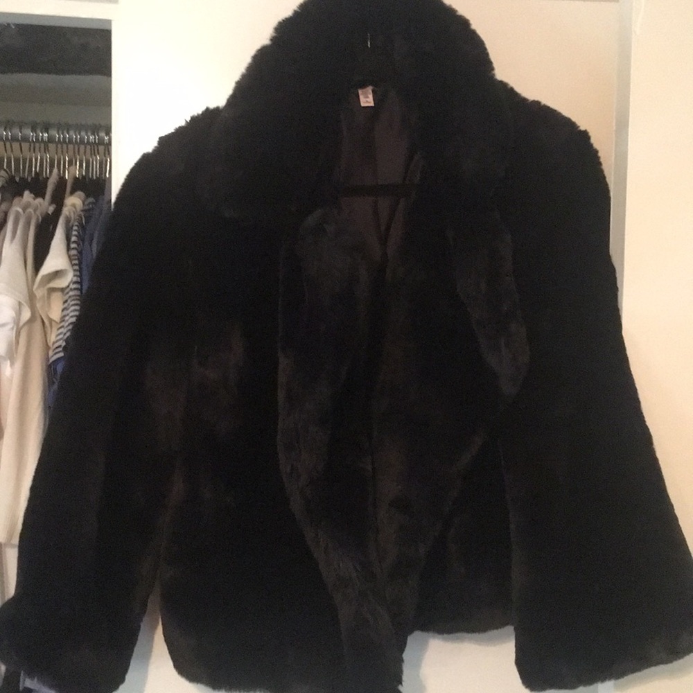 Beautiful faux fur black coat size medium